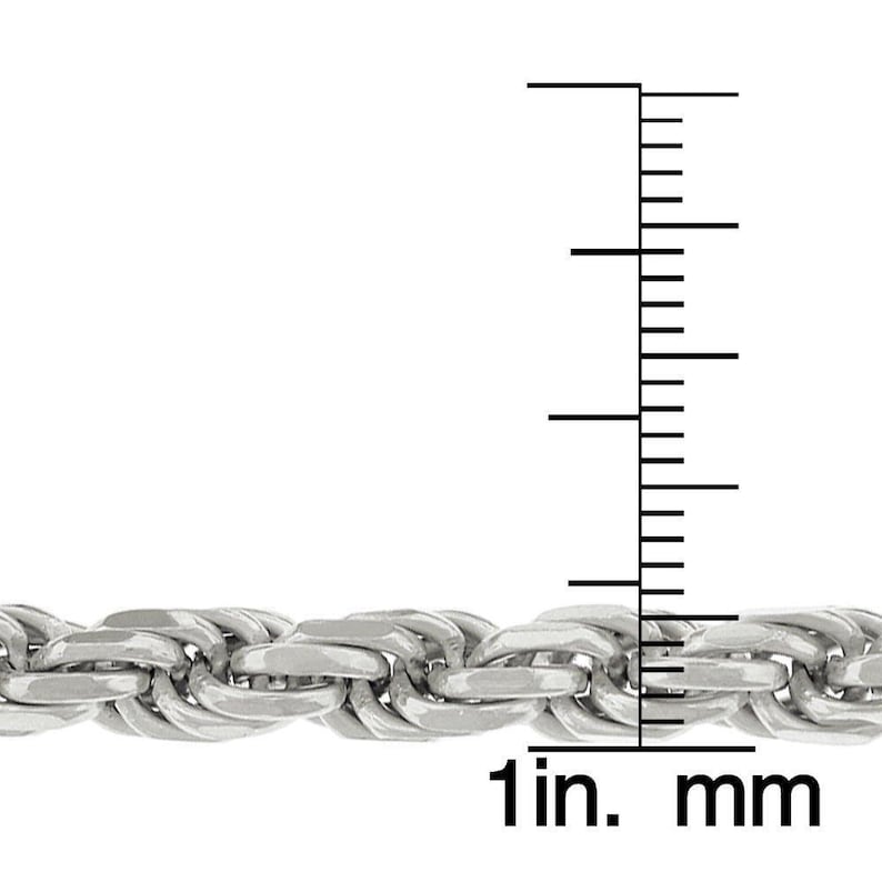 Made In Italy Next Level Jewelry Authentic Solid Sterling Silver 5.5MM Rope Diamond-Cut Link .925 Rhodium Necklace Chains