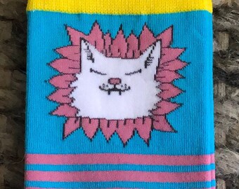 Smiling Flower Kitty Crew Socks - Unisex