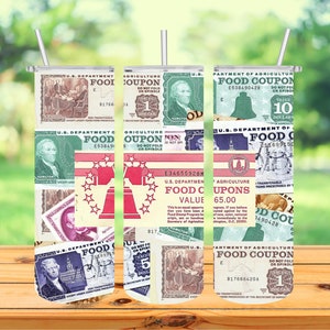 vintage Food stamps tumbler wrap