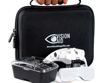 Expert Set Vision Aid ™ Loupes avec lumière et étui de rangement, peinture diamant, cils, travaux manuels, broderie au point de croix, couture, passe-temps