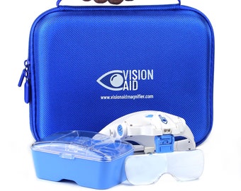 VISION AID Magnifying Glasses with LED Light Storage Case Hands-Free Magnifier for Crafts Painting Cross Stitch Jewelry Embroidery Dentists