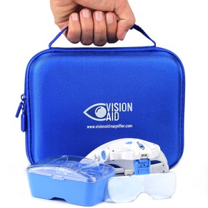 VISION AID Lenti d'ingrandimento con custodia a luce LED Lente d'ingrandimento a mani libere per artigianato Pittura Punto croce Gioielli Ricamo Dentisti