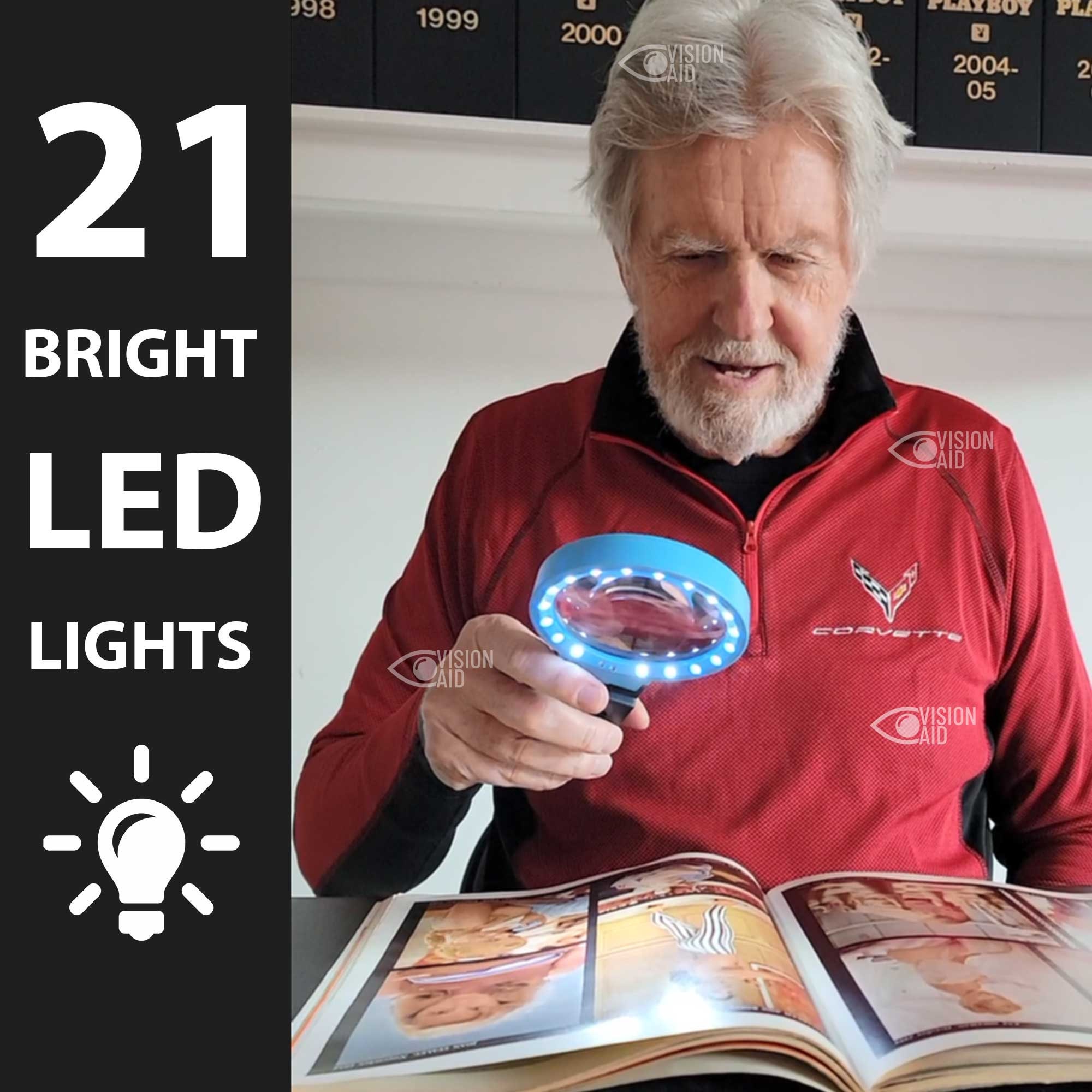  Vision Aid 30 lupas manos libres con 36 luces LED ultra  brillantes y estuche, lupa de 40 lupas con soporte para leer joyas,  monedas, relojes, manualidades, trabajo cercano : Salud y Hogar