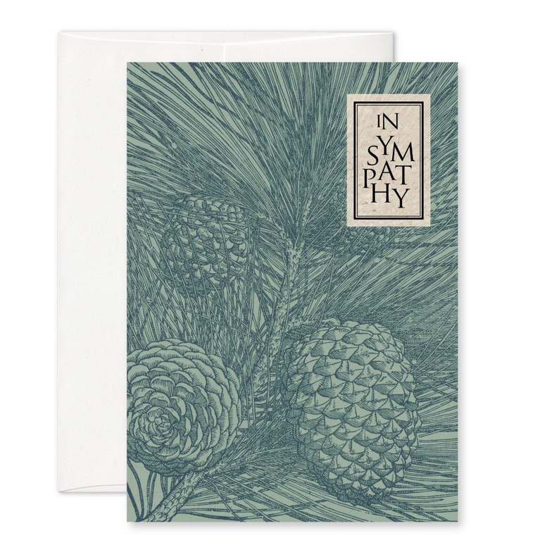 STONE PINE sympathy card recycled white