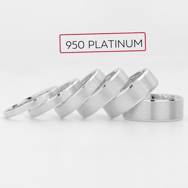 Brushed Flat 950 Platinum 2-7mm Wedding Band Ring , Womens Platinum Wedding Ring, Promise ring for her, Simple Platinum Band