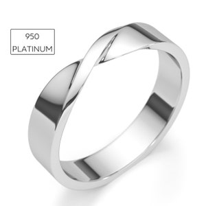 Platinum Wedding Band, Mobius Men's wedding Band |950 PLATINUM Men's Wedding Ring in Mobius Twisted style | promise ring