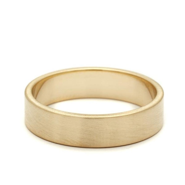 Sage Designs Los Angeles Jeweler 14K Yellow Gold Beveled Edge Satin Brushed Finish Comfort Fit