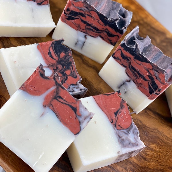 Natural Soap | Unscented Natural Soap | Cold Process Soap | Shea Butter | Coconut Oil | Kaolin Rose Pink Clay | Activated Charcoal