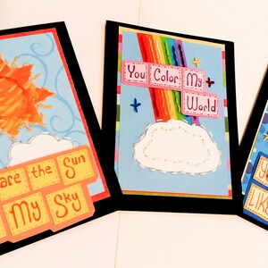 Set van 3 hand gestikte sentimentele wenskaarten