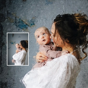 Custom Family Portrait Painting | Parent  Child Portrait | Portrait from Photo | Mother&#39;s Day Gift | Personalized Family Gift
