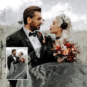 Wedding Portrait | Custom Portrait from Photo | Anniversary Gift | Engagement Gift | Wedding Gift | Personalized Gift Wall Art