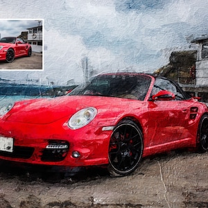 Custom Car Portrait Painting | Father&#39;s Day Gift | Portrait from Photo | Car Painting | Gift  for Car Lovers | Car  Illustration