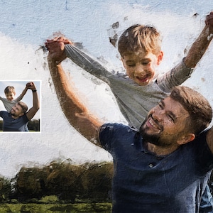 Custom Family Portrait Painting | Fathers Day Gift | Father and Son Painting | Portrait From Photo | Custom Portrait |