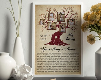 Family Tree Portrait with Favorite Lyrics | Better Together, Unique Wedding Gift | Anniversary Gift | Housewarming Gift, Wedding Keepsake