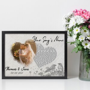 Bridal Shower Gift |  Gift Wall Art | Music Lover Gift | Illustrated Portrait | Gifts for Couple | Photo to Photo | Wife Gift Wedding Song
