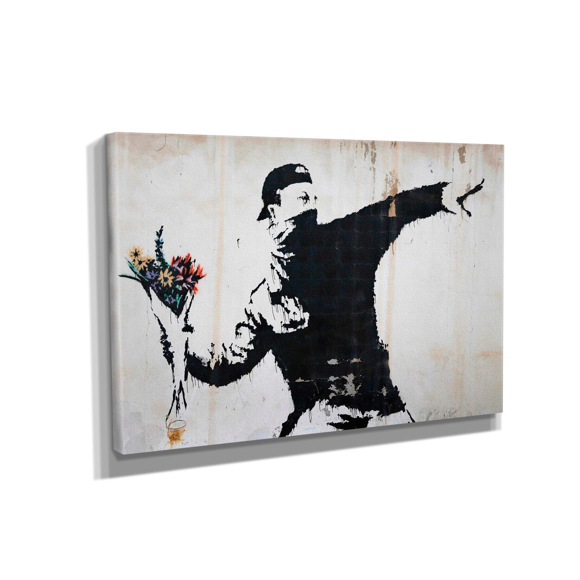 Download Banksy Flower Thrower Graffiti Street Art Canvas Giclee Print