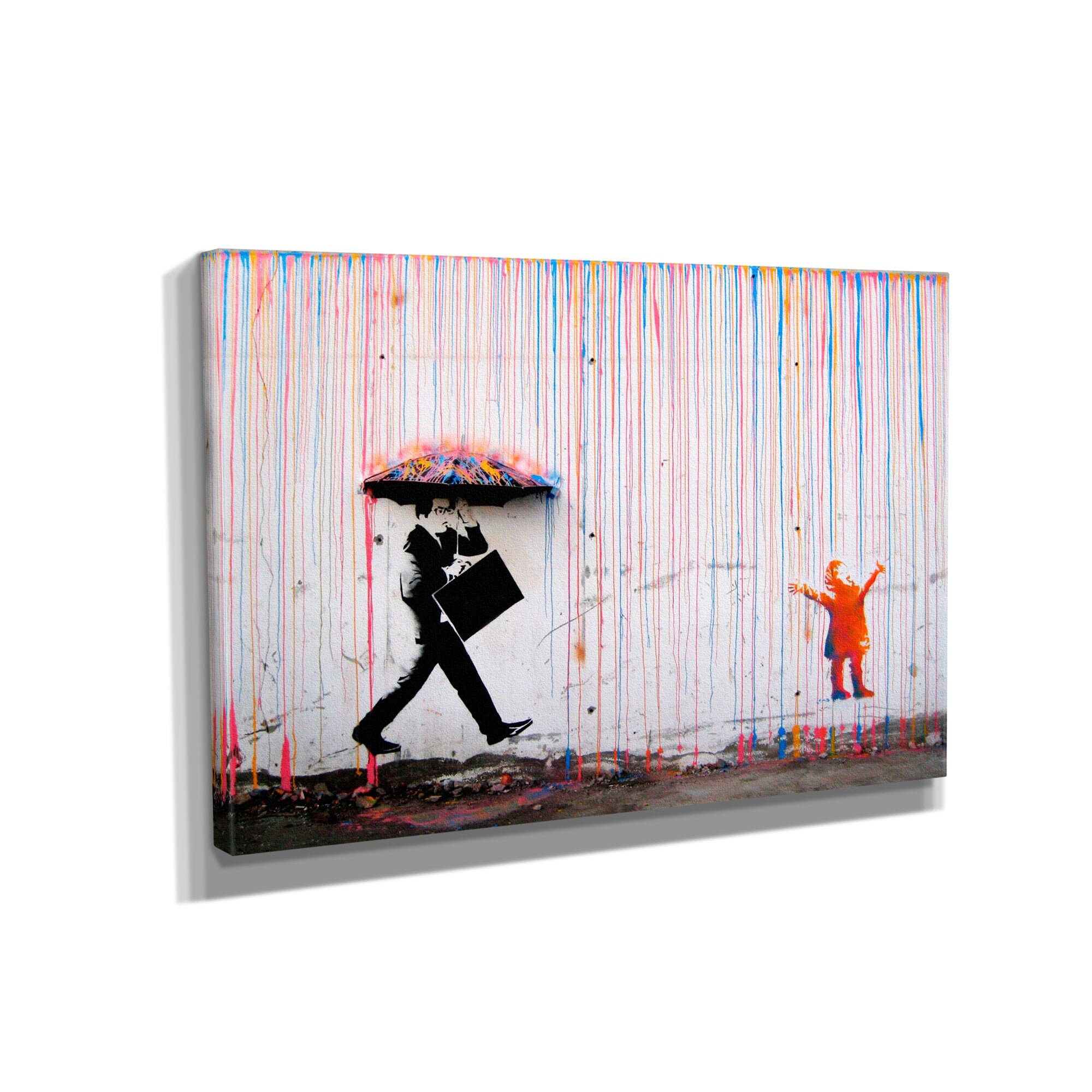 BANKSY Coloured Rain Canvas Wall Art Print Etsy