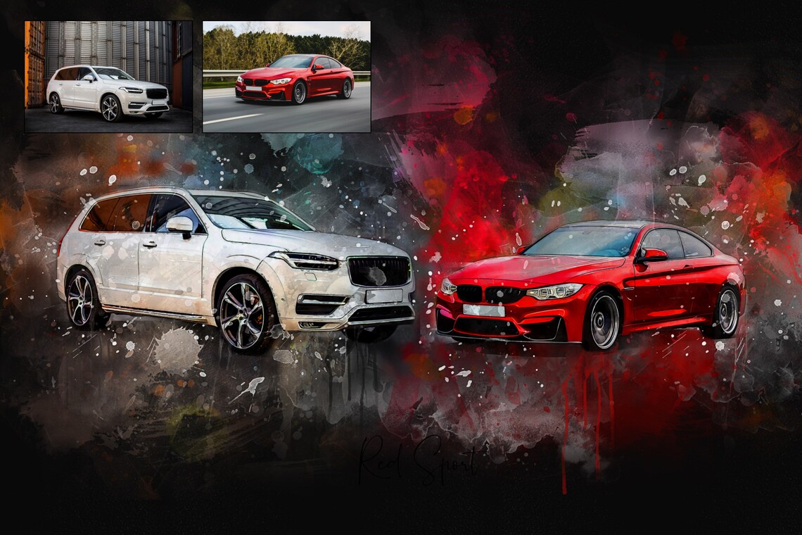 Custom Car Portrait Combine Pictures Merging Photos of Car - Etsy