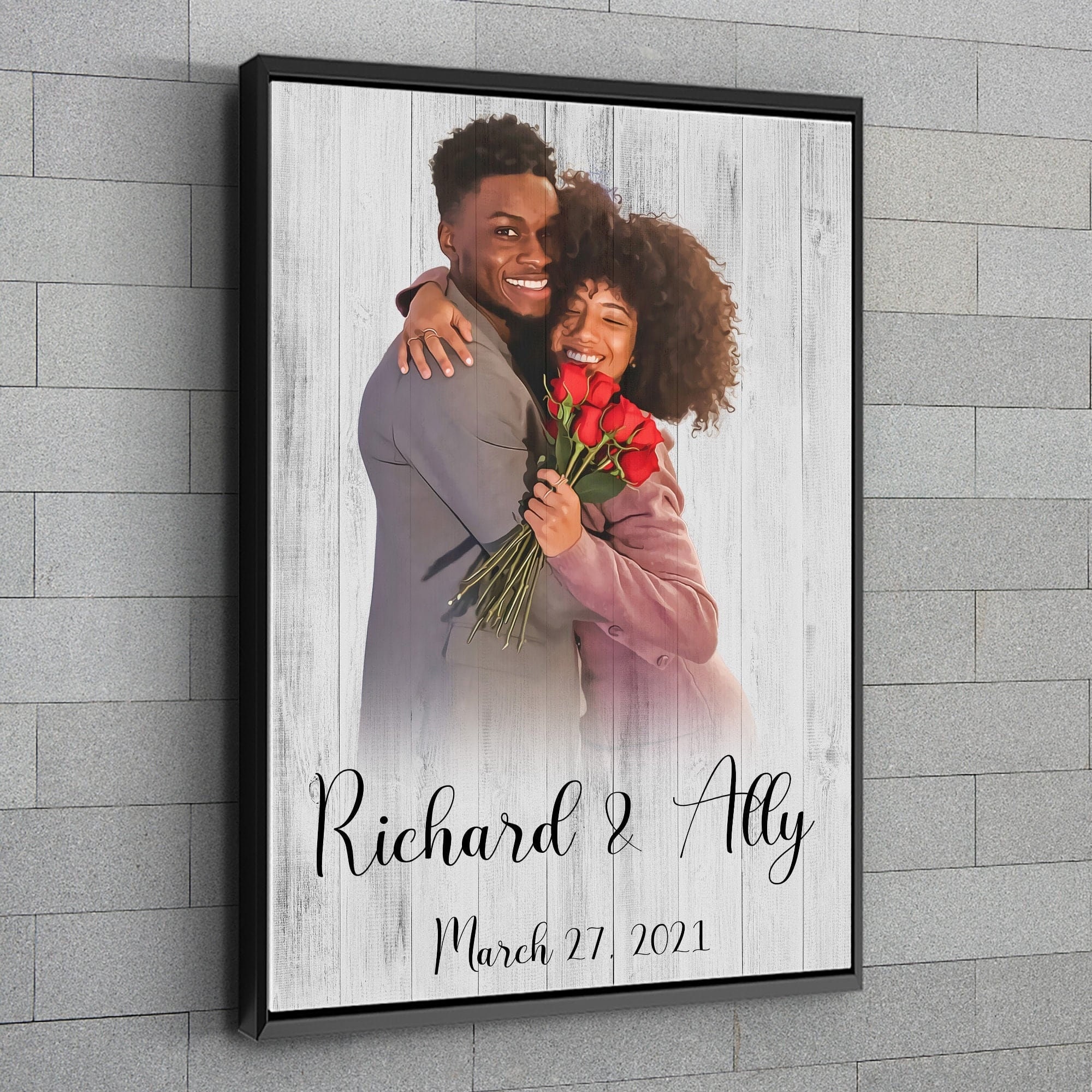 Personalized Wood Wedding Portrait