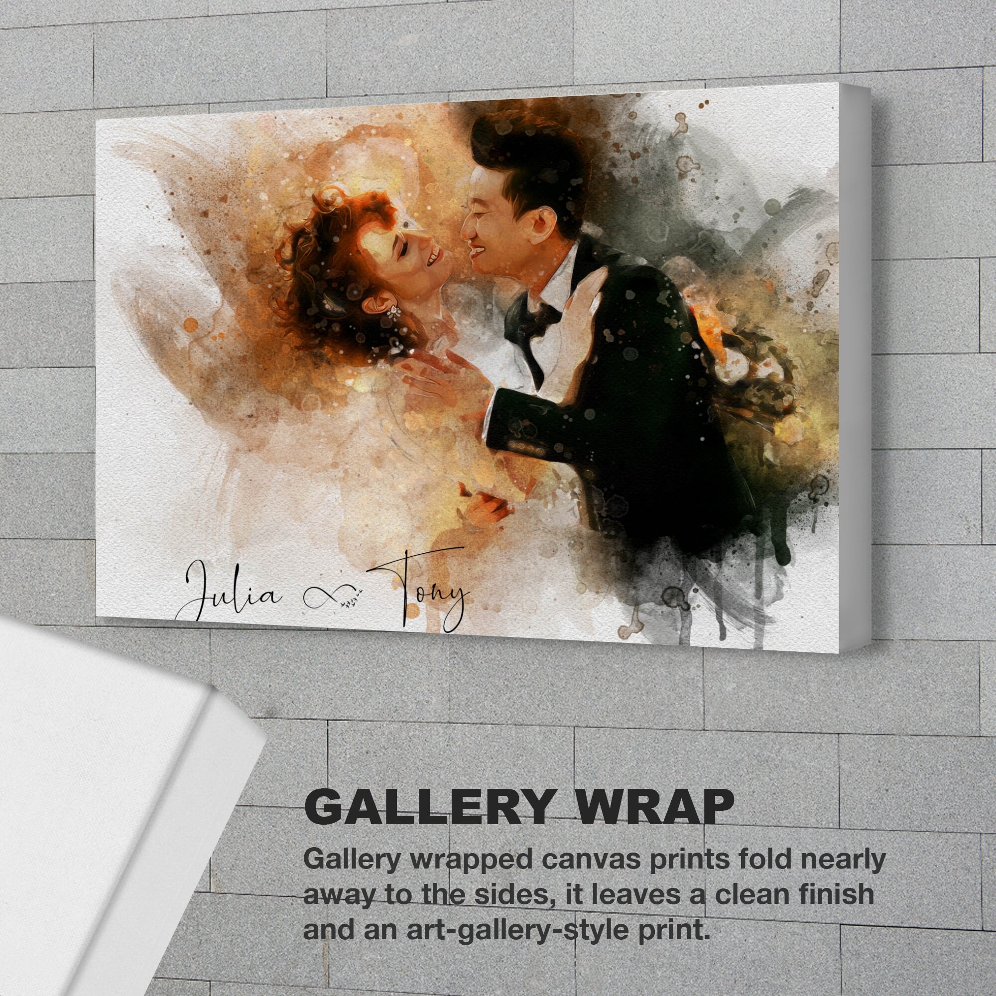 Custom Portrait Canvas From Photo, Wedding Illustration Watercolor ...