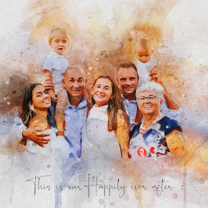Custom Family Digital Portrait | Portrait from Photo | Family Portrait Painting |  Anniversary Gift | Family Illustration |  Christmas Gift