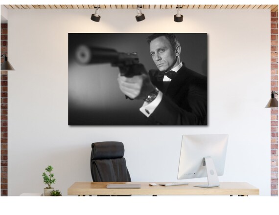 James Bond 007 Daniel Craig Gun Canvas Wall Art Print