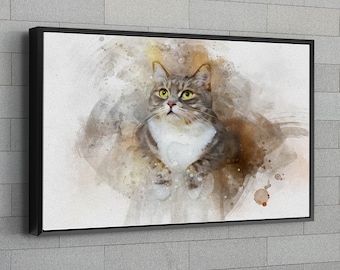 Custom Cat Portrait Watercolor Pet Memorial Gift Pet Loss Gift Cat Watercolor Dog Art Custom Cat Painting