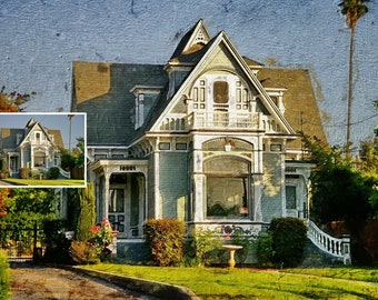 Custom Home Portrait Painting From Photo | New  Home Portrait | Realtor Closing Gift |  Home Illustration | House Portrait From Photo