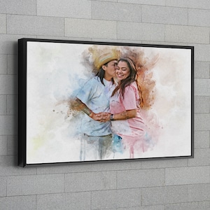 Custom Portrait from Photo | Custom Lesbian Couple Portrait | LGBT Engagement Gift | Wedding Illustration | Lesbian Wedding Gift