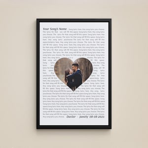 Framed Wedding Song Lyrics | 2nd Anniversary Gift | First Dance Lyrics | Paper Anniversary Wedding Gift Couple | Personalized Song Lyrics