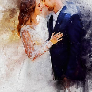 Custom Wedding Portrait Digital, Wedding Illustration Digital Watercolor Print Framed Digital Art Custom Picture