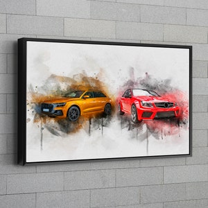 Custom Car Portrait | Combine pictures | Merging Photos of Car | Combine Car Watercolor | Gift for Car Lovers | Merging Multiple Photos