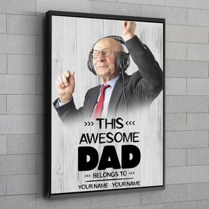 Father&#39;s Day Gift | This Awesome Dad Belongs to | Personalized Wood Wall Art| Parent Child Portrait | New Dad Gift Fathers Day Gift from Son