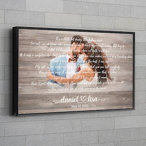 Wedding Song Lyrics with Custom Portrait from Photo Personalized First Dance Favorite Song 1st Anniversary Vow Renewal Gift Idea