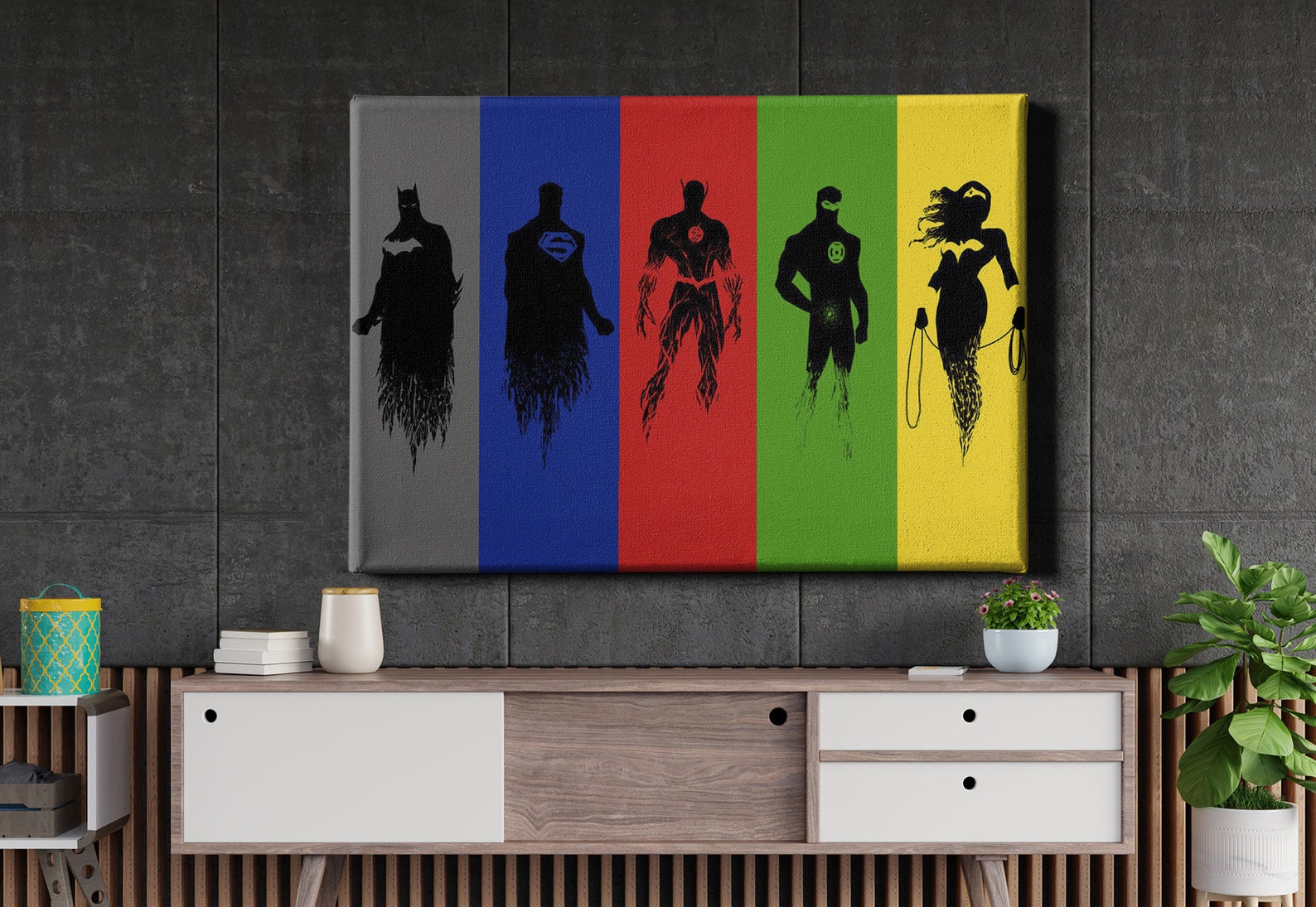DC Comics Justice League Super Hero Collage Canvas Wall Art Etsy