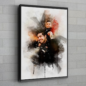 Custom Father Baby Illustration | Portrait  from Photo | Father&#39;s Day Gift | Parent  Child Portrait | Watercolor Portrait  Painting