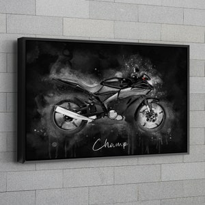 Motorcycle Watercolor From Photo Portrait Bike Painting From Photo Personalized Gift for Motorcycle Lovers Watercolor Art on Canvas