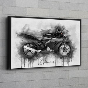 Custom Motorcycle Portrait | Father's Day Gift |  Portrait from Photo | Motorcycle Watercolor | Gift  for Bike Lovers | Canvas Wall Art