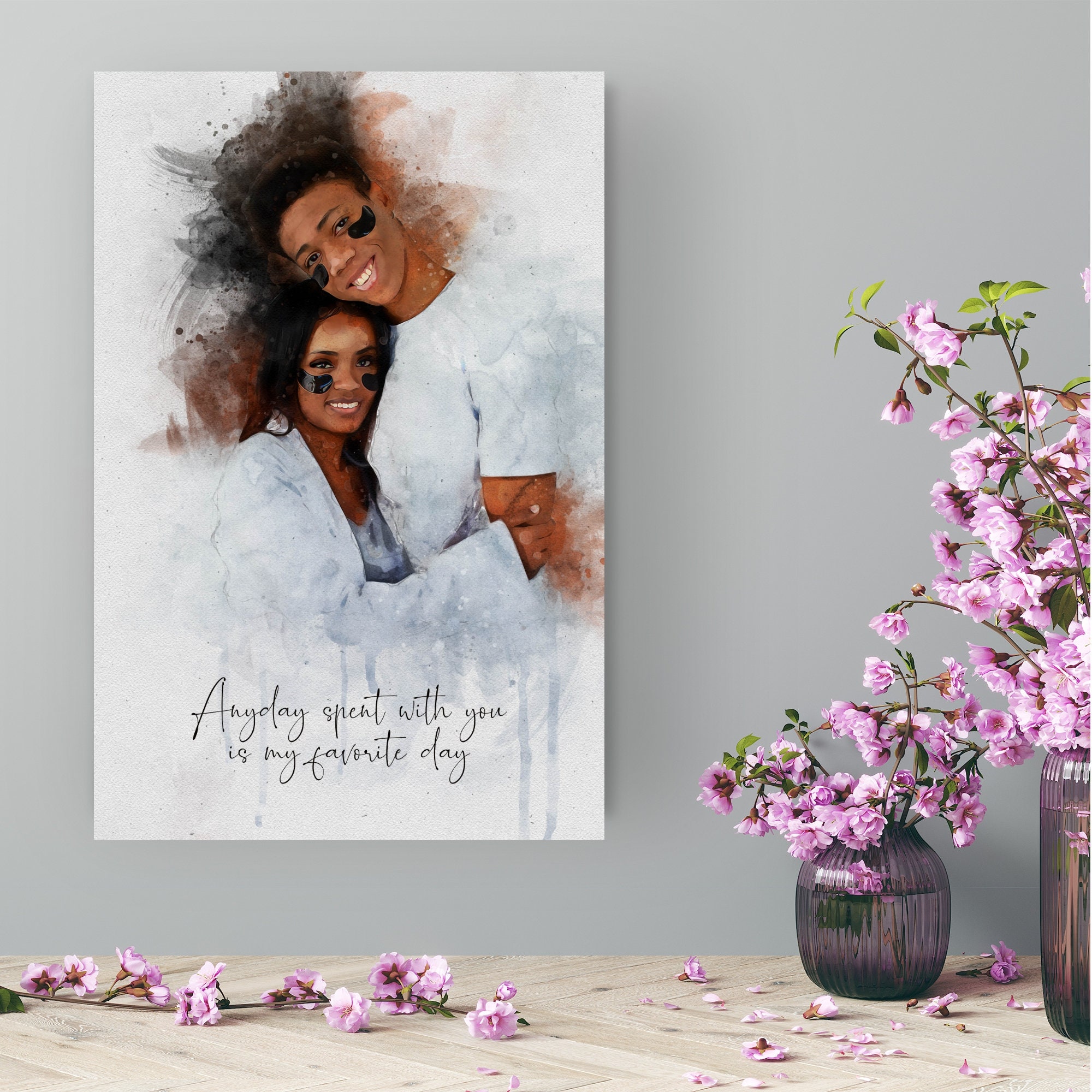 Custom Watercolor Couple Portrait