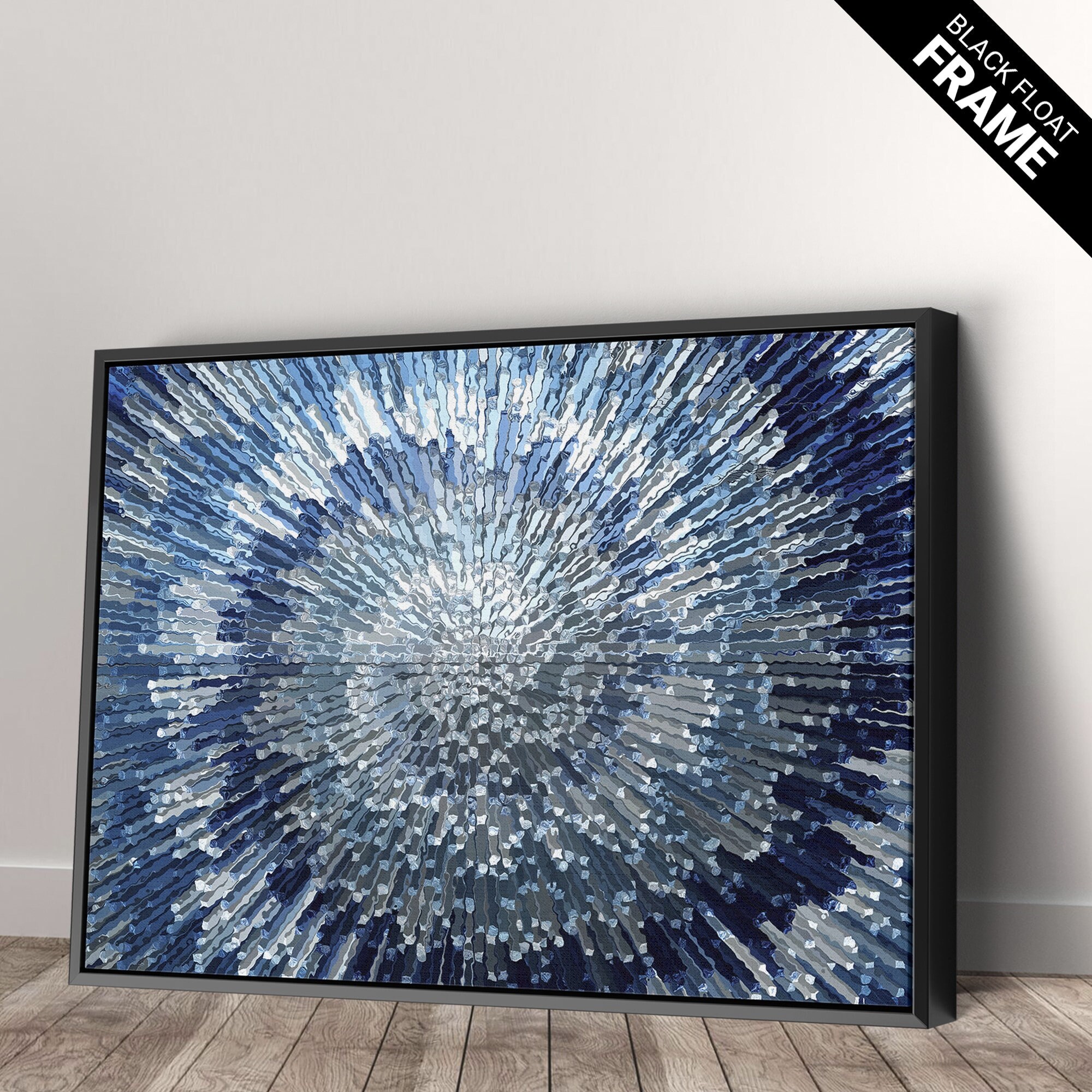 Abstract Blue Wall Art Silver Spiral Swirl Canvas Art Wall Art | Etsy