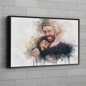 Personalized Father&#39;s Day Gift from Daughter Home Personalized Watercolor Canvas Gift Custom Family Portrait