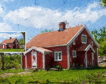 New  Home Portrait | Custom Home Portrait Painting From Photo | Realtor Closing Gift |  Home Illustration | House Portrait From Photo