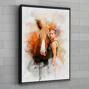 Custom Horse Portrait Horse Watercolor Painting on Canvas Watercolor Custom Drawing Horse Portrait From Photo Personalized Pet Portrait