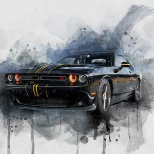 Art Portrait Canvas, Watercolor Car from Photo on Canvas Print Gift for Him Anniversary Gift Car Lovers