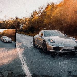 Custom Car Portrait Painting | Father&#39;s Day Gift | Portrait from Photo | Car Painting | Gift  for Car Lovers | Car  Illustration