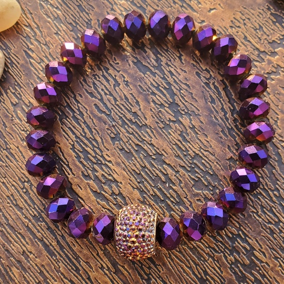 Children's Iridescent Bead Bracelets Purple