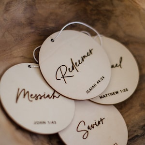 24 Names of Christ Ornament Set, Christ Name Christmas Ornament, Names of Jesus, Christian Advent Calendar, Jesus ornaments, Advent activity