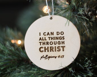 I can do all things through Christ ornament, young mens, LDS youth gift, Phillipians 4:13, ward gifts, young women, Christ centered