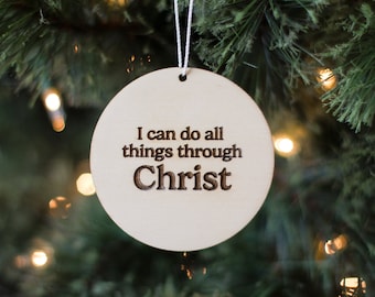 I can do all things through Christ ornament, Christ centered Christmas gift, LDS youth gift, Phillipians 4:13, ward gifts, young women