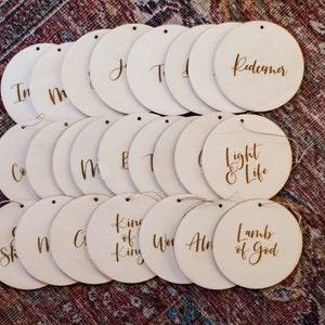 24 Names of Christ Ornament Set, Christ Name Christmas Ornament, Names of Jesus, Christian Advent Calendar, Jesus ornaments, Advent activity